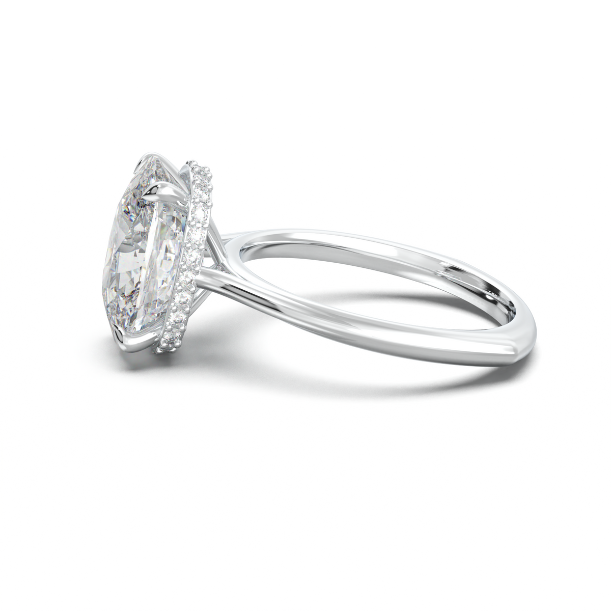 Cushion Hidden Halo Engagement Ring
