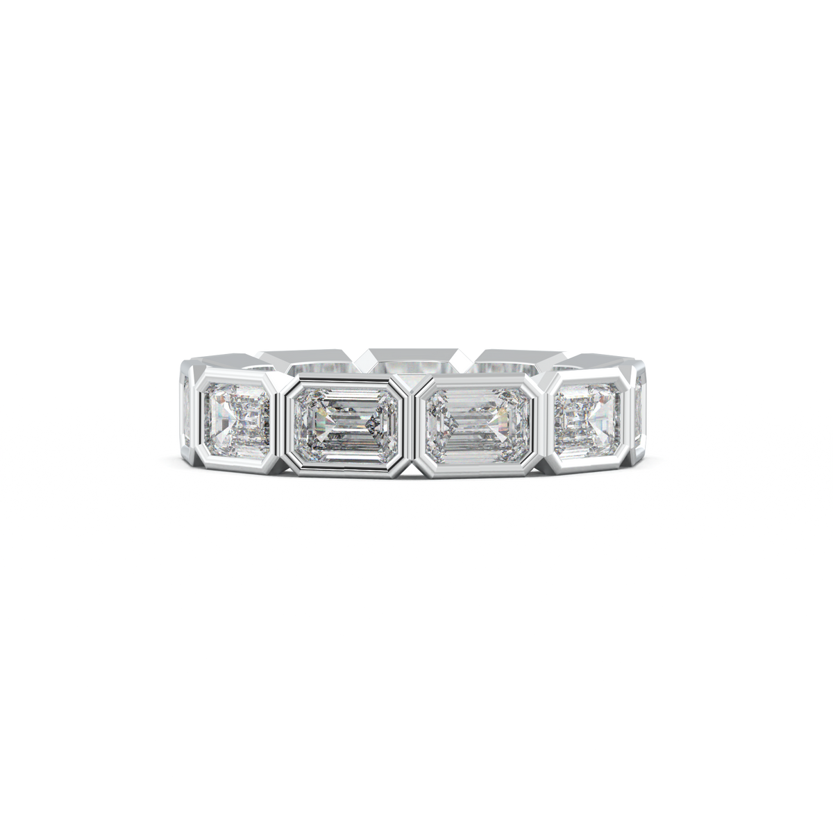 Emerald-Cut Bezel-Style Eternity Wedding Band