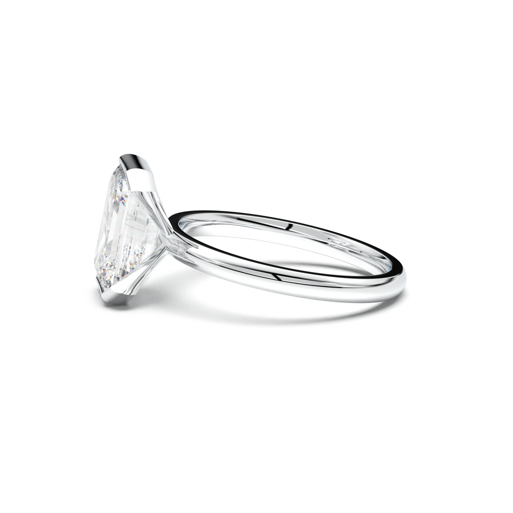 Emerald Cut Half-Bezel Engagement Ring