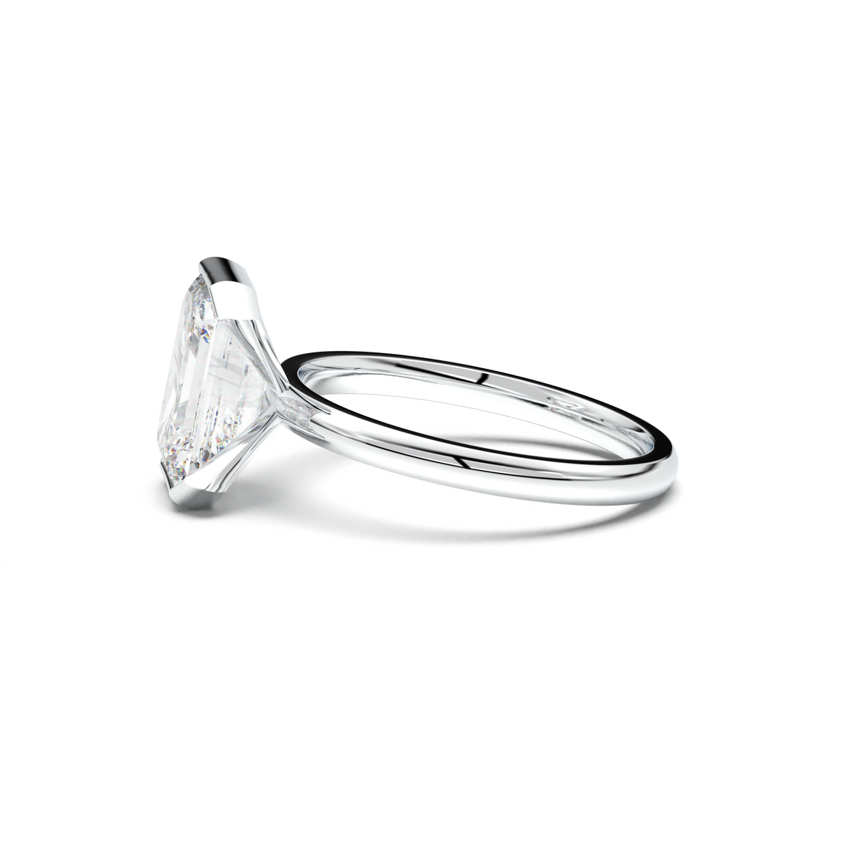 Emerald Cut Half-Bezel Engagement Ring
