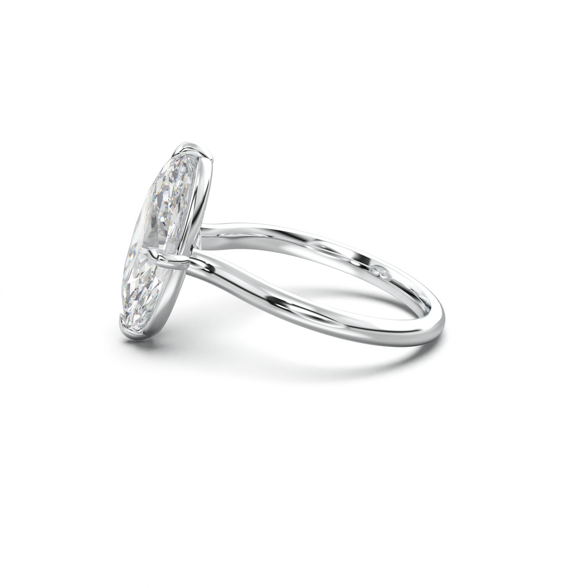 Elongated Moval Solitaire Engagement Ring