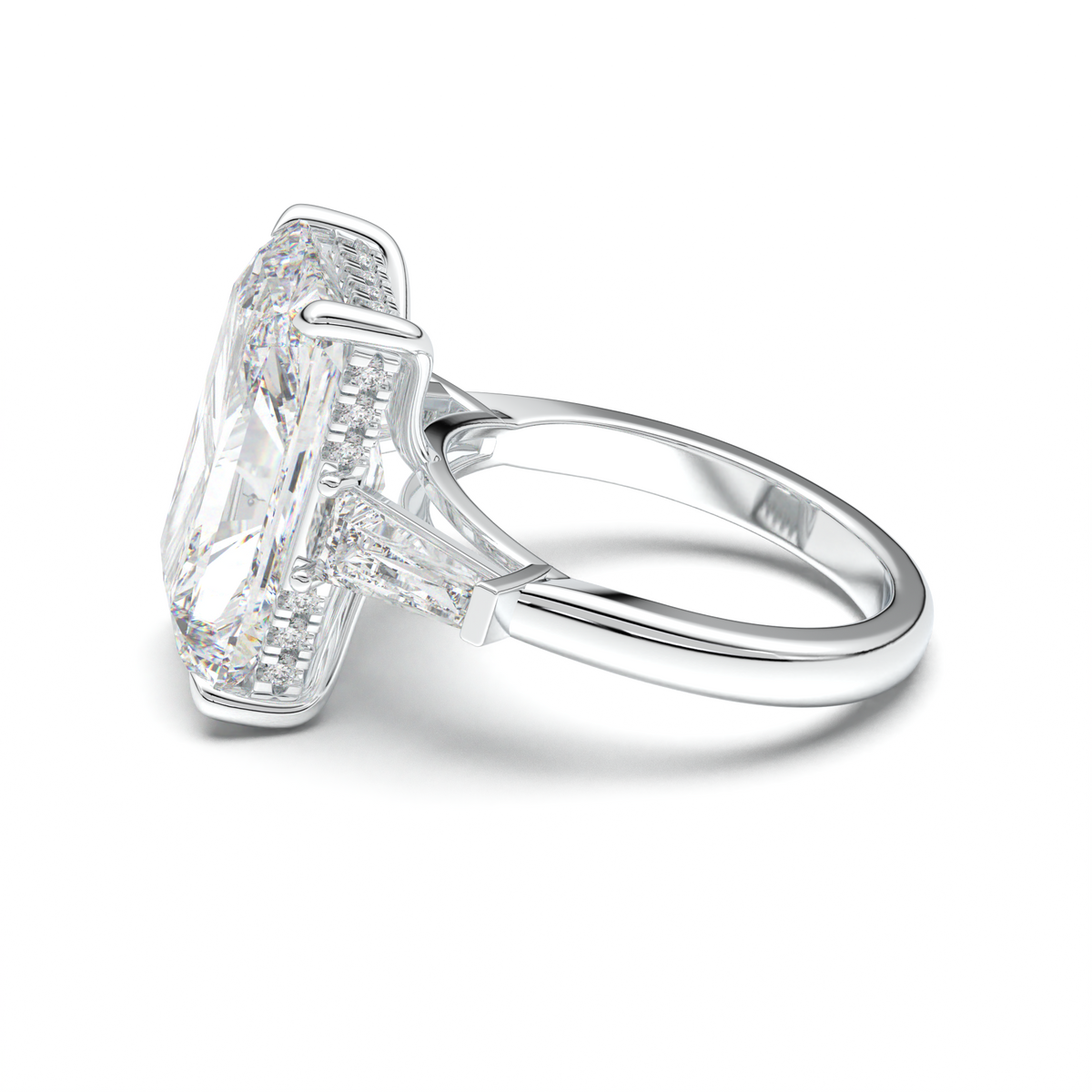 Radiant Baguette Hidden Halo Engagement Ring
