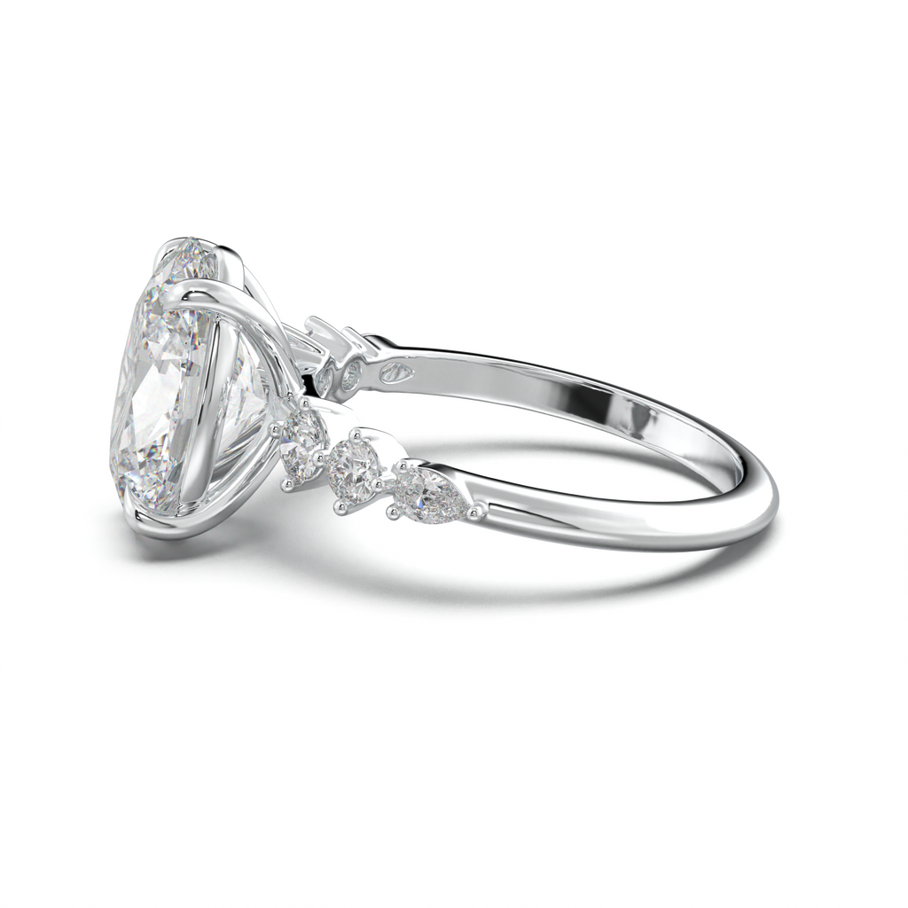 Oval Pear-Accent Engagement Ring