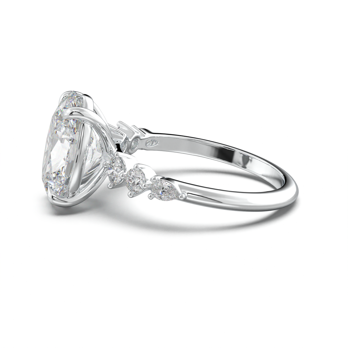 Oval Pear-Accent Engagement Ring