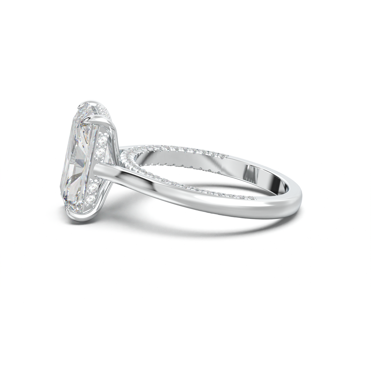 Radiant Pavé Hidden Halo Engagement Ring