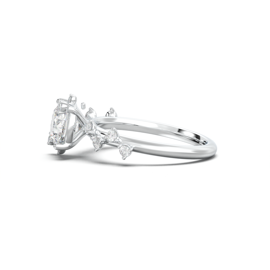 Round Botanical Accent Engagement Ring