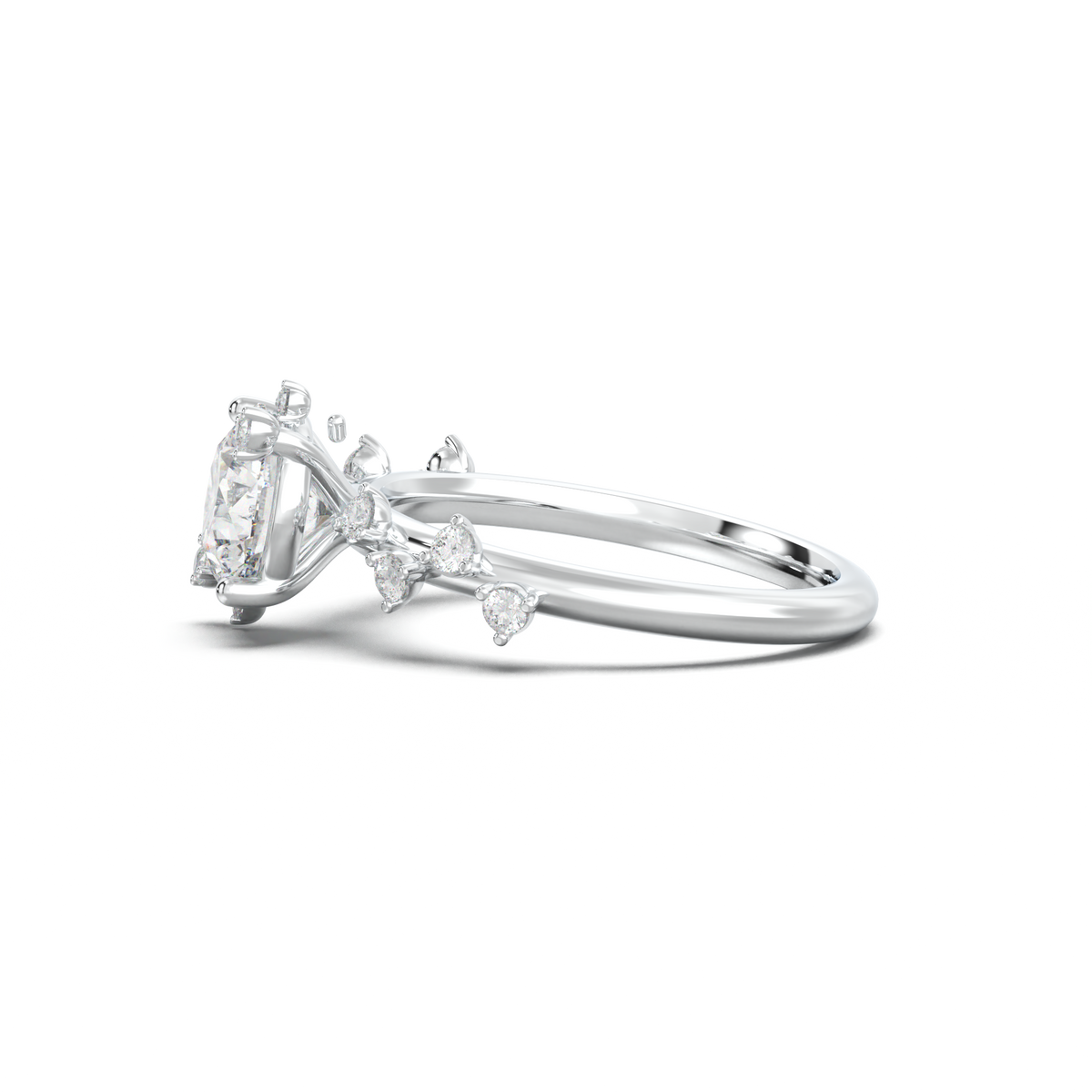 Round Botanical Accent Engagement Ring