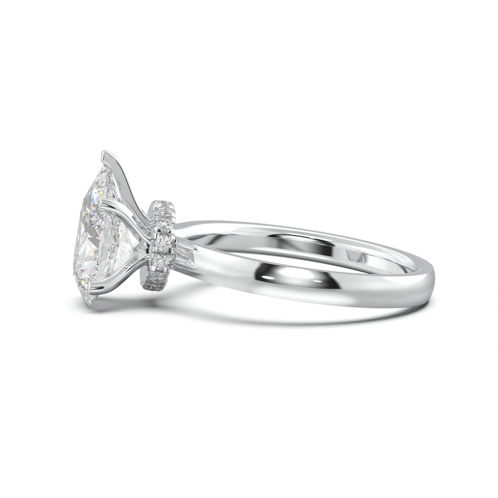 Pear Hidden Halo Engagement Ring