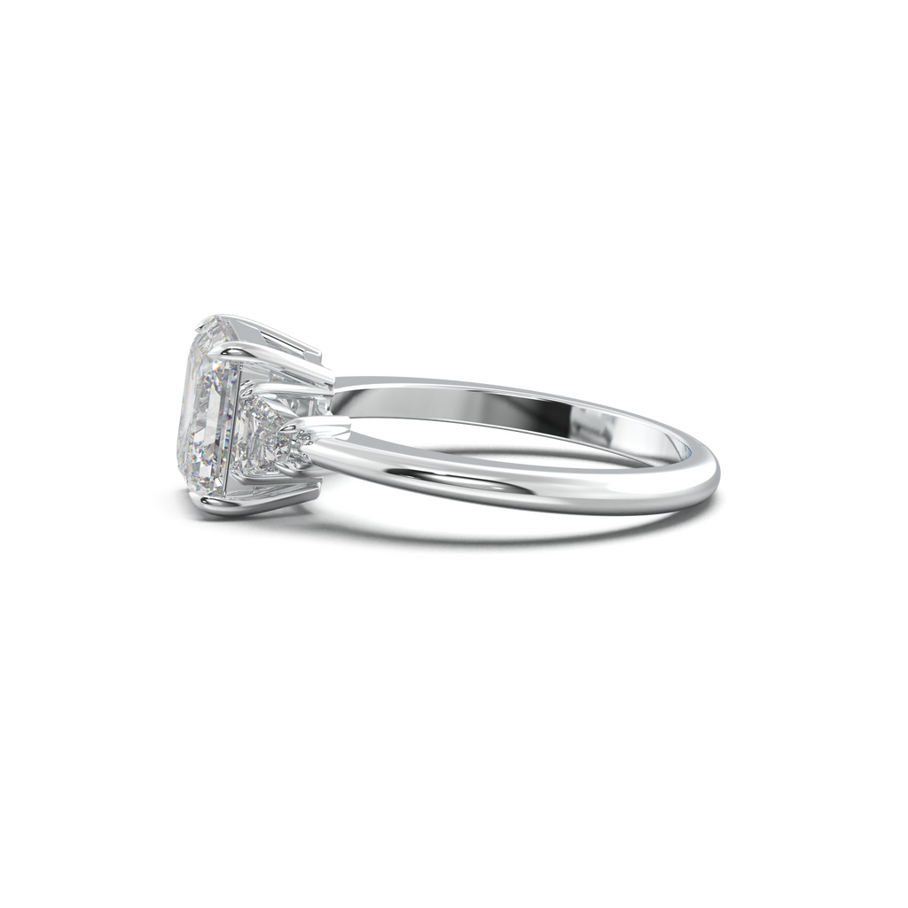 Asscher Baguette Three-Stone Engagement Ring