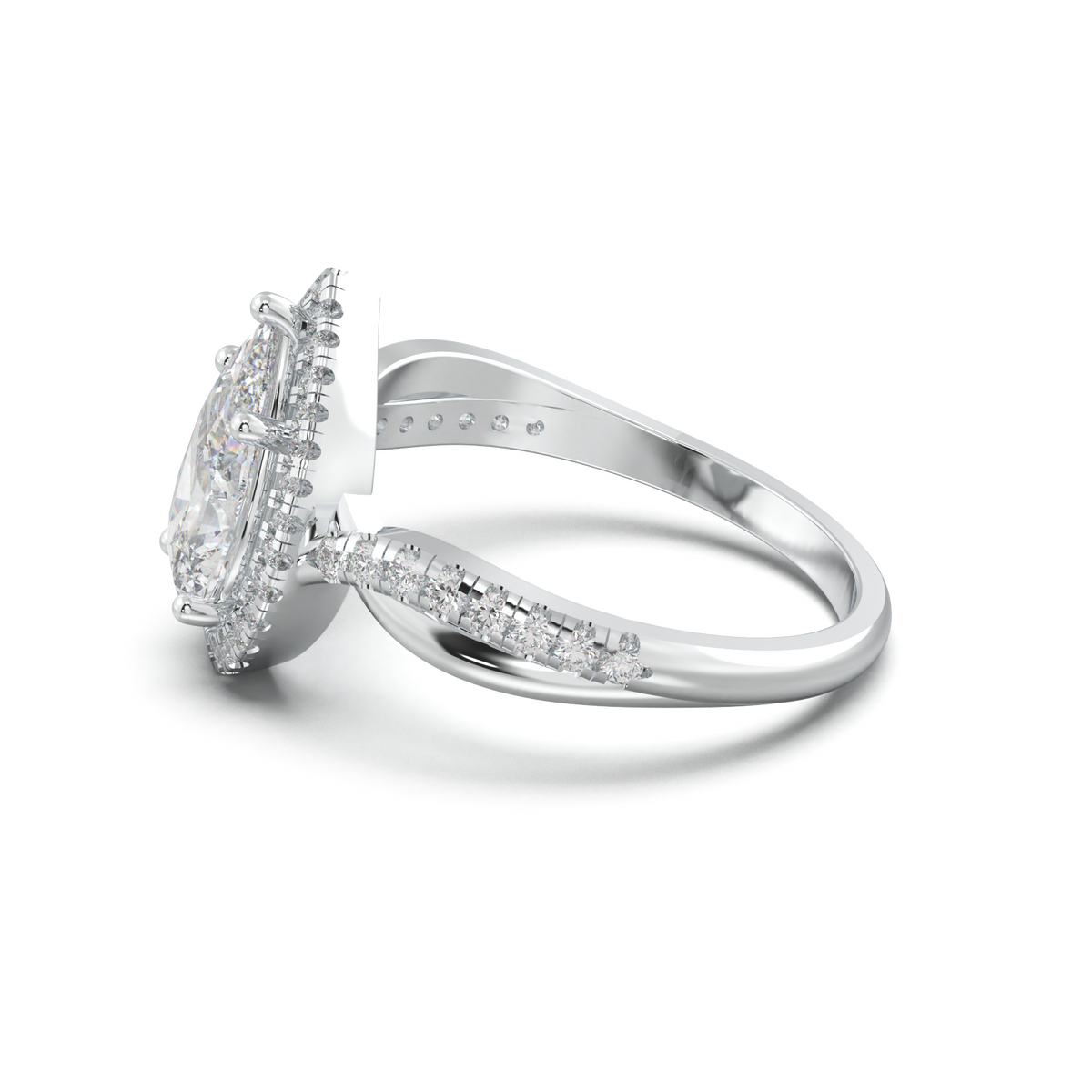 Pear Halo Twisted Pavé Engagement Ring