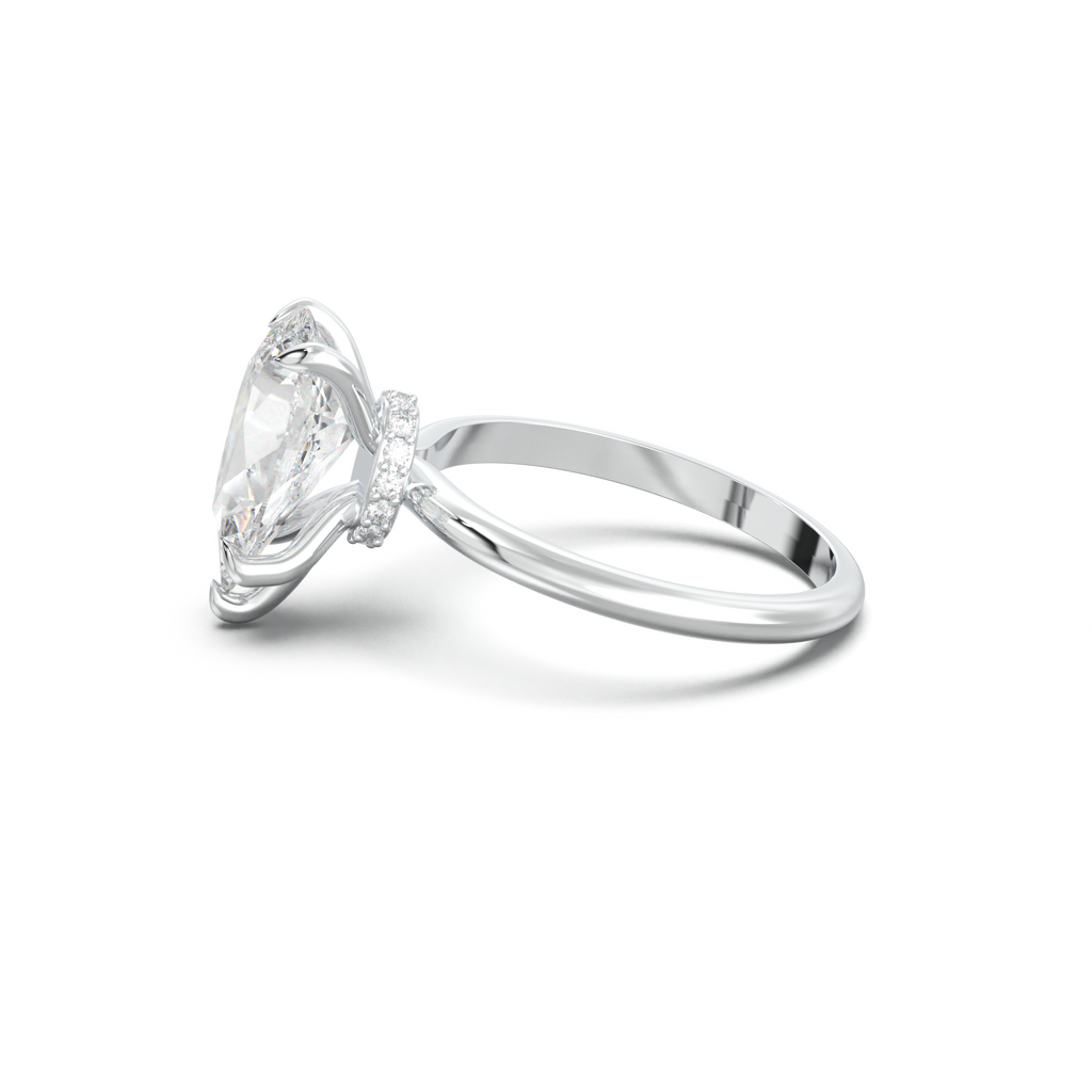 Pear Hidden Halo Engagement Ring
