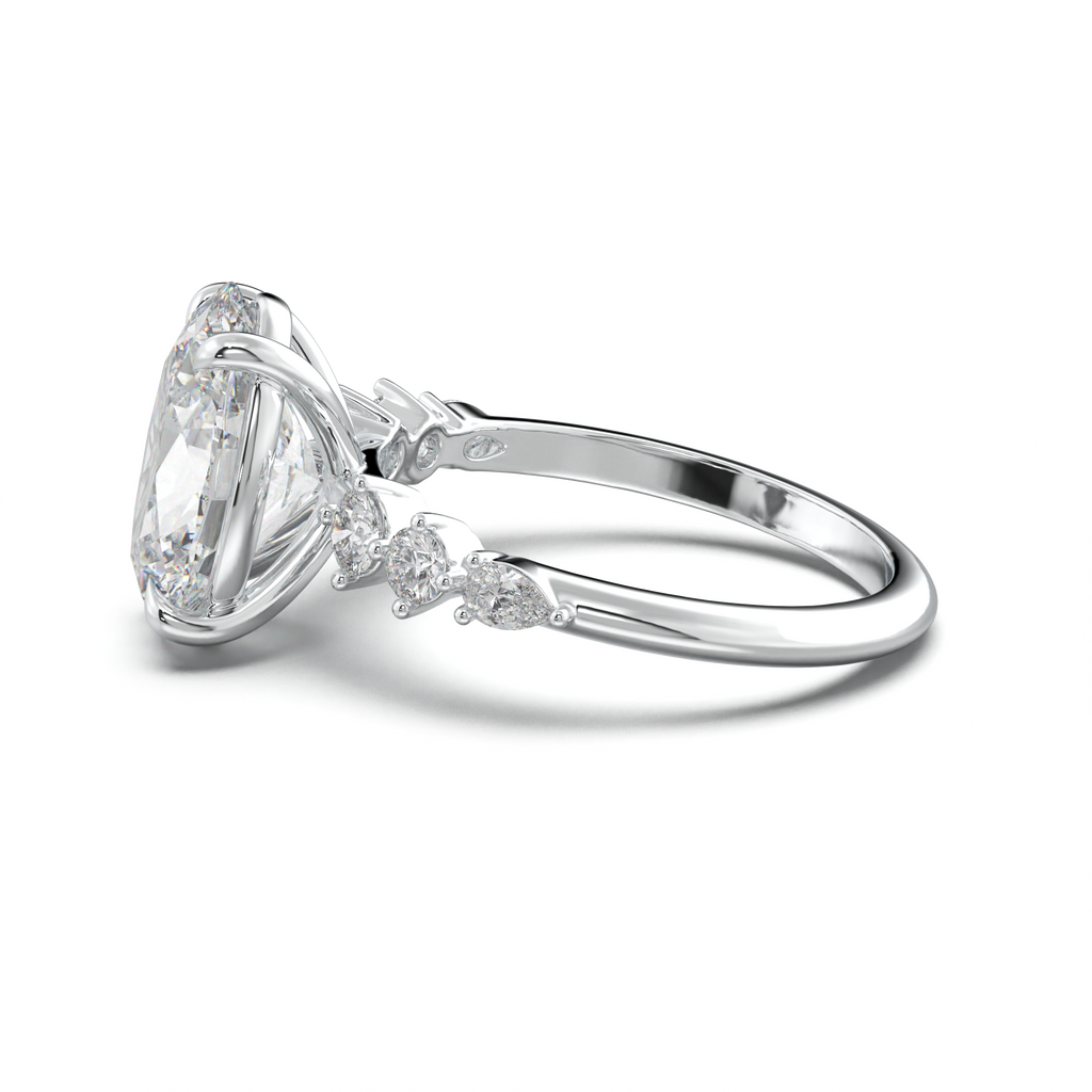 Oval Pear-Accent Engagement Ring