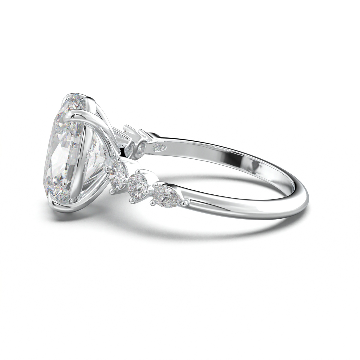 Oval Pear-Accent Engagement Ring
