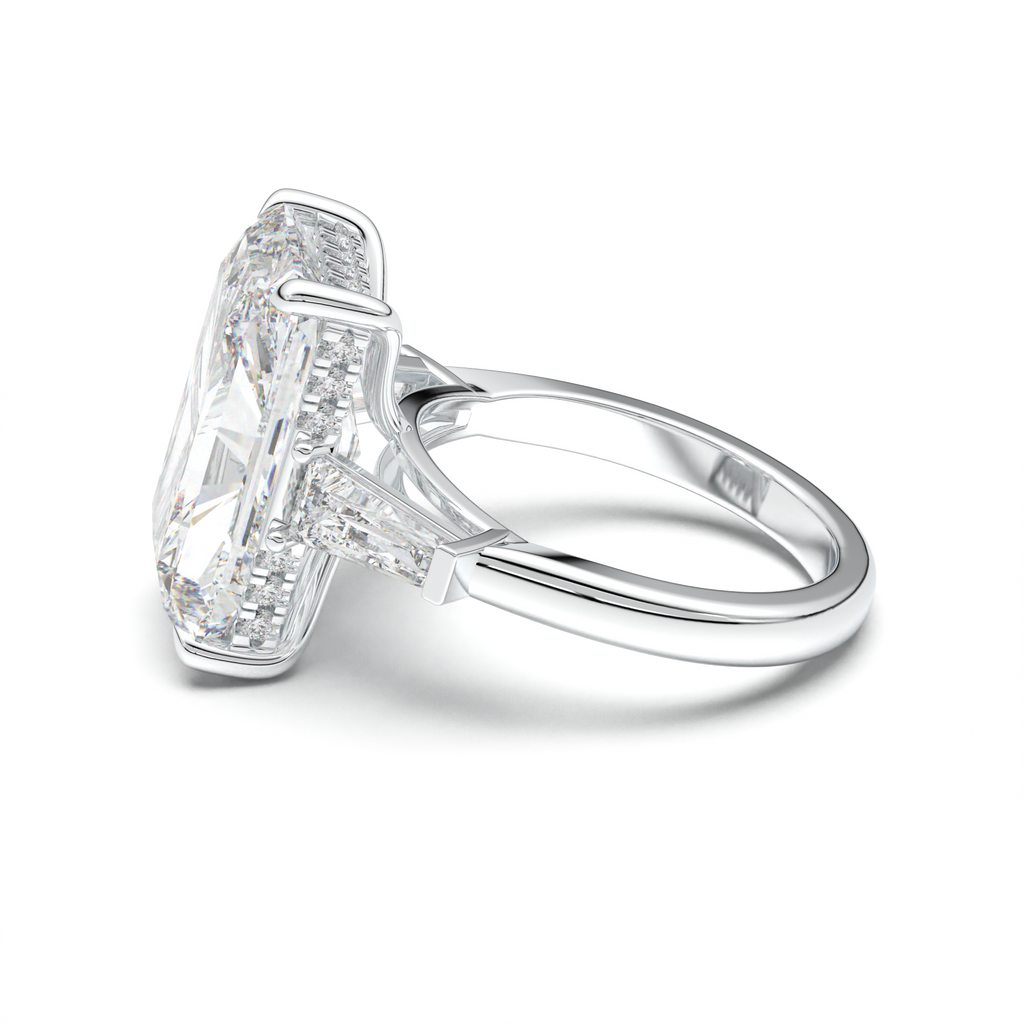 Radiant Baguette Hidden Halo Engagement Ring