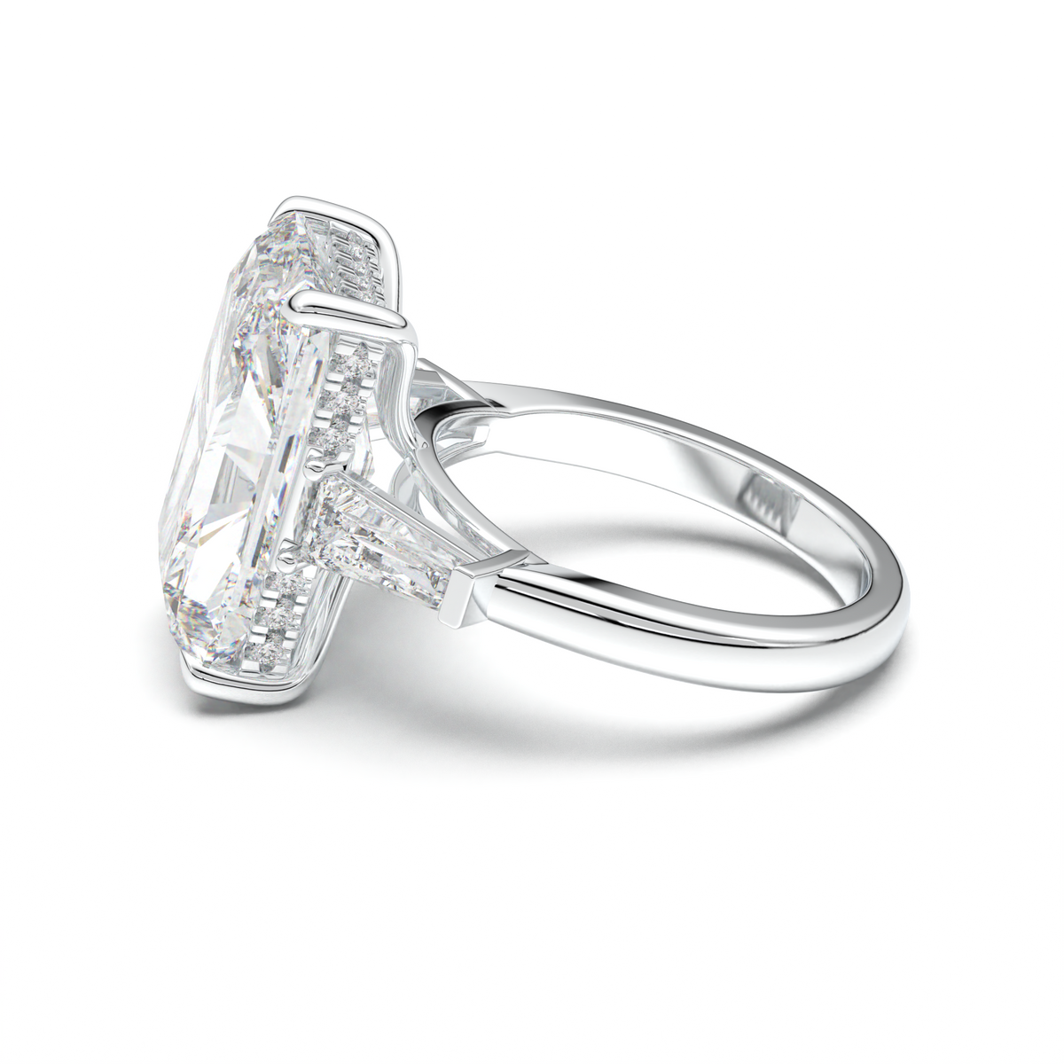 Radiant Baguette Hidden Halo Engagement Ring