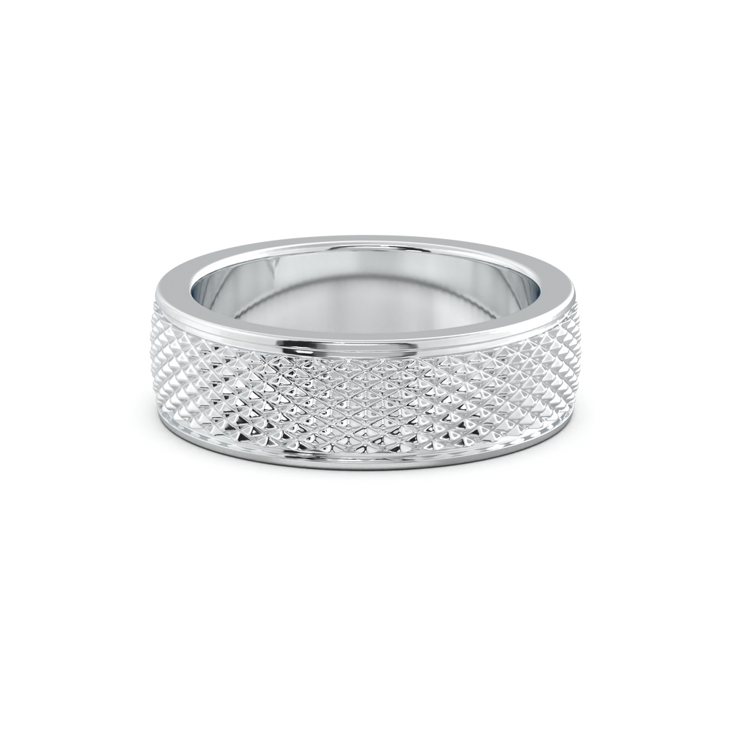 Diamond-Cut Textured Men's Wedding Band