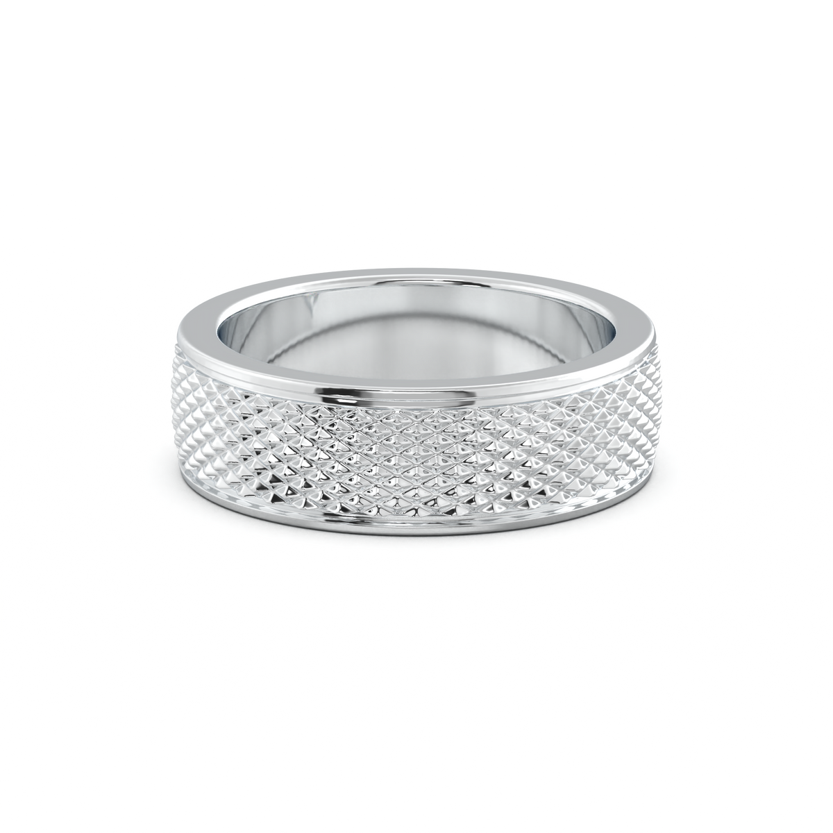Diamond-Cut Textured Men's Wedding Band