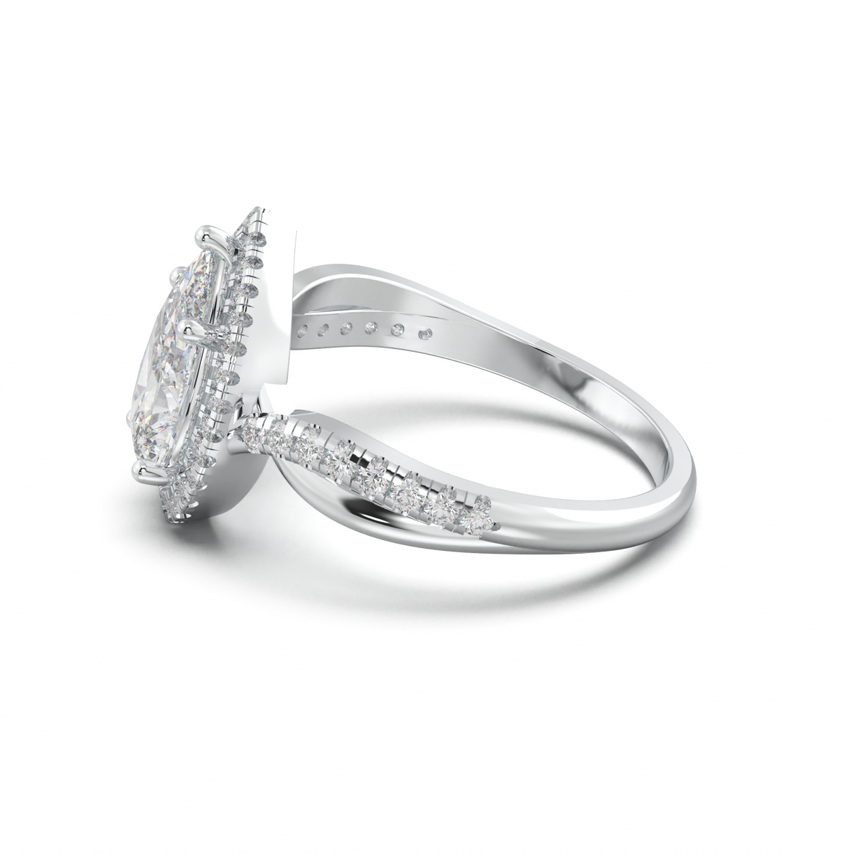 Pear Halo Twisted Pavé Engagement Ring