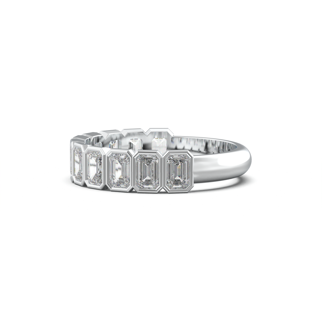 Emerald Bezel Half-Eternity Wedding Band