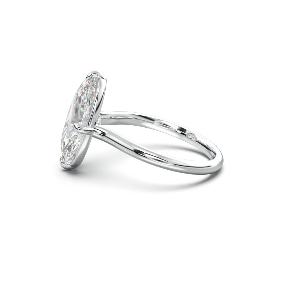 Elongated Moval Solitaire Engagement Ring