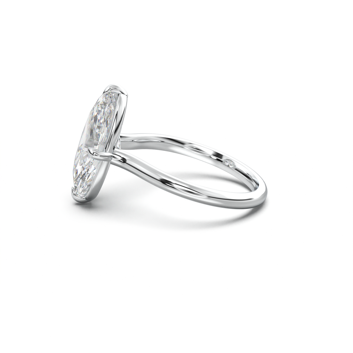 Elongated Moval Solitaire Engagement Ring