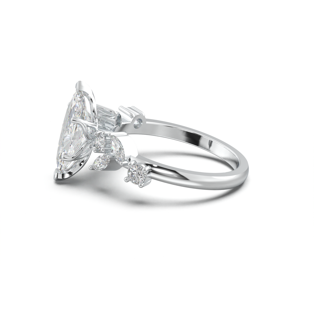 Marquise Mixed Side-Stone Engagement Ring
