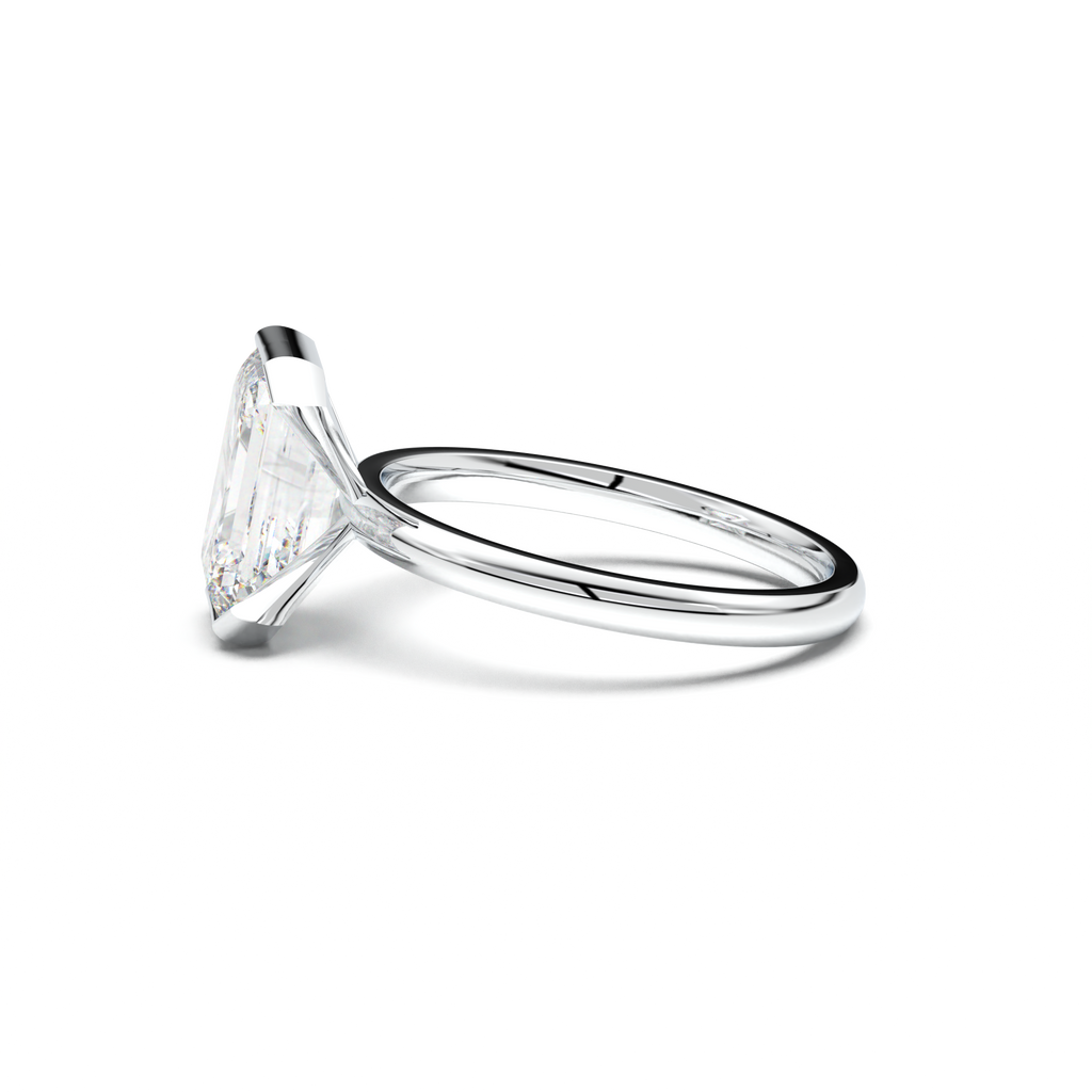 Emerald Cut Half-Bezel Engagement Ring