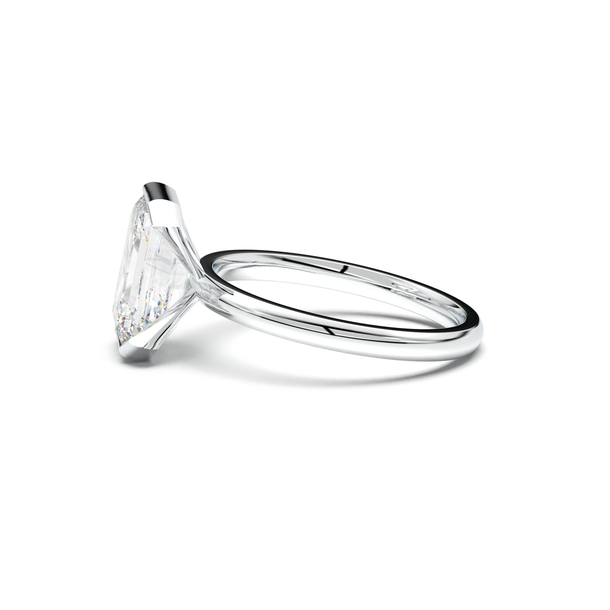 Emerald Cut Half-Bezel Engagement Ring