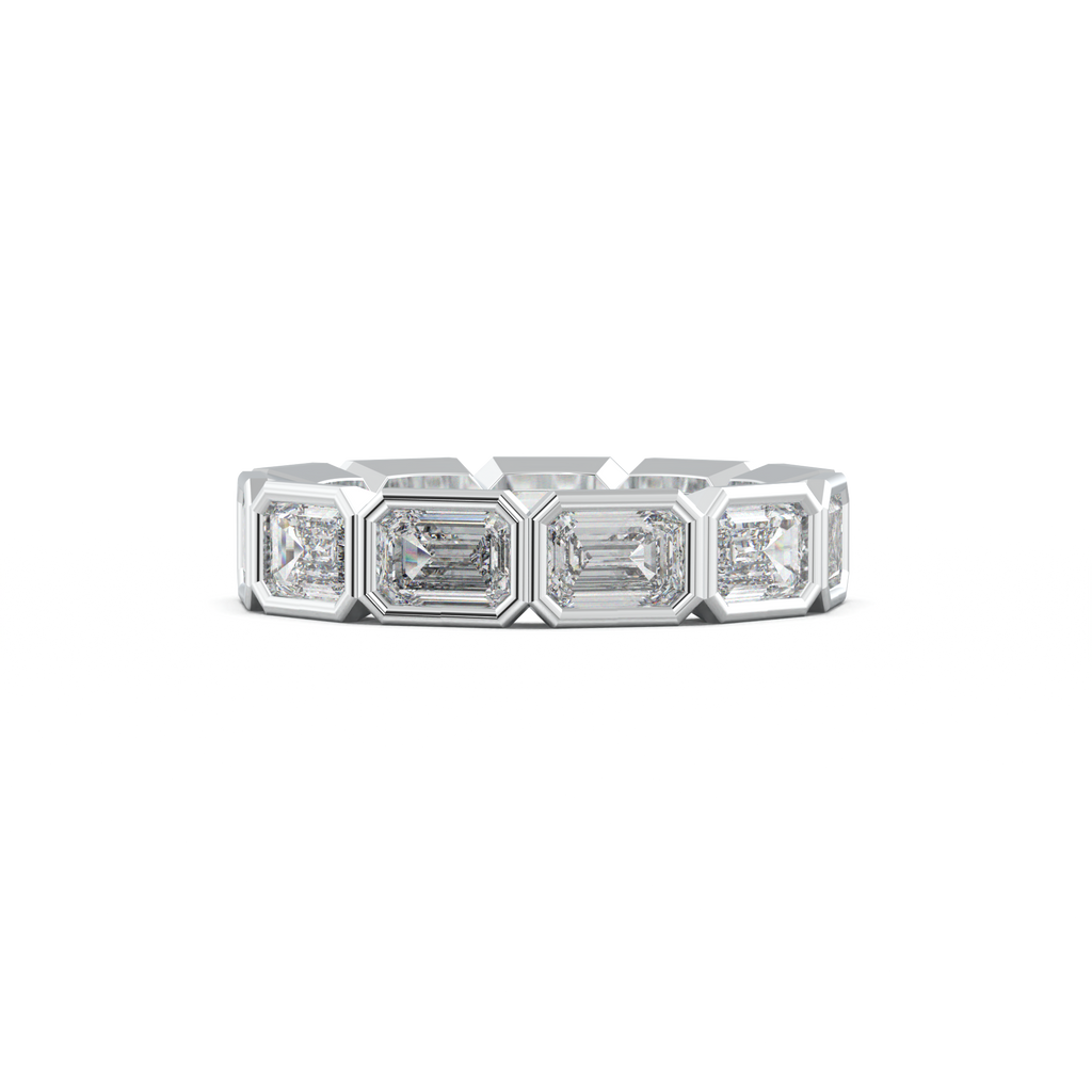 Emerald-Cut Bezel-Style Eternity Wedding Band