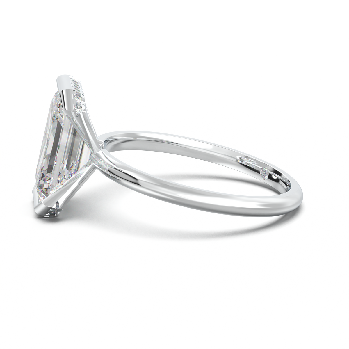 Emerald Hidden Halo Engagement Ring