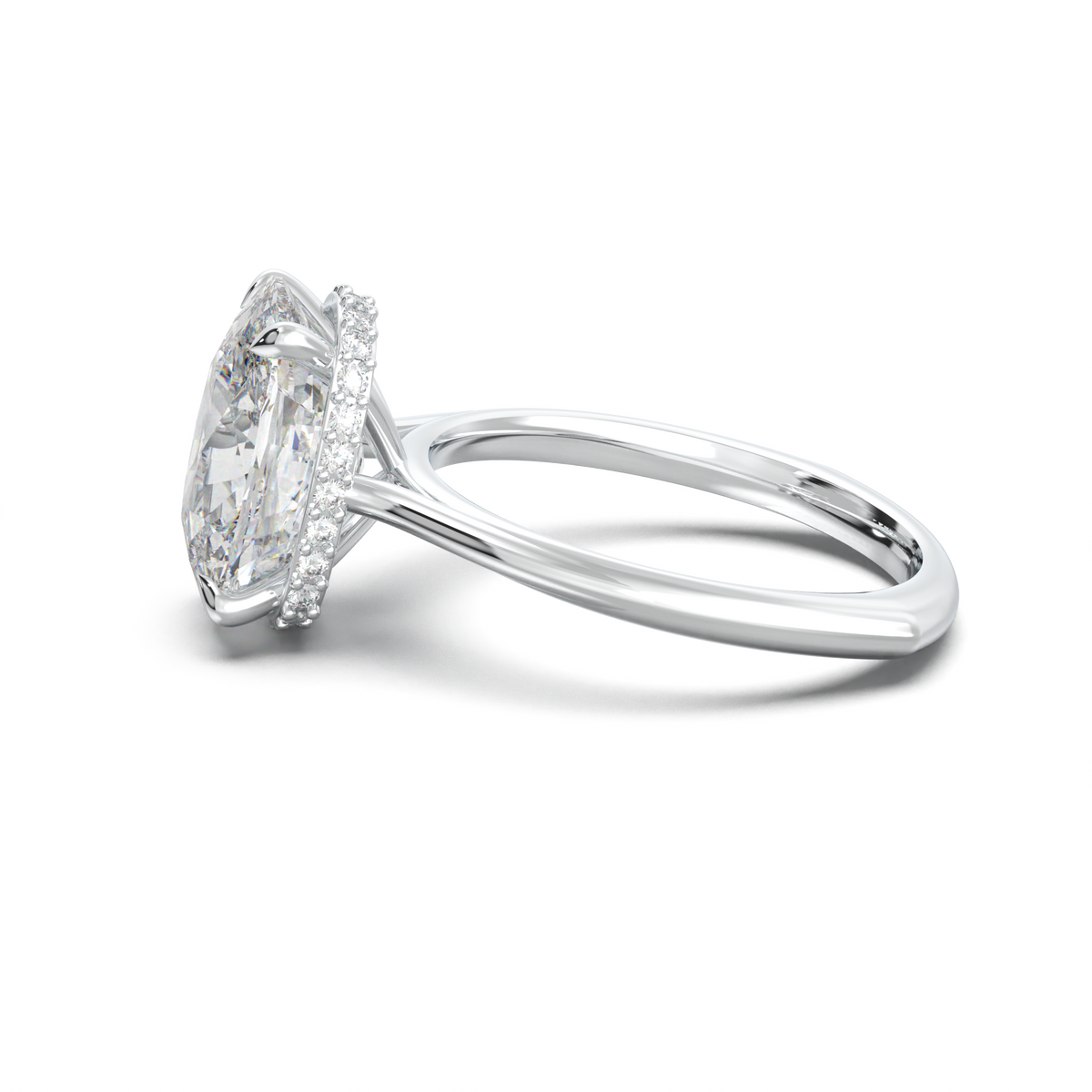 Cushion Hidden Halo Engagement Ring