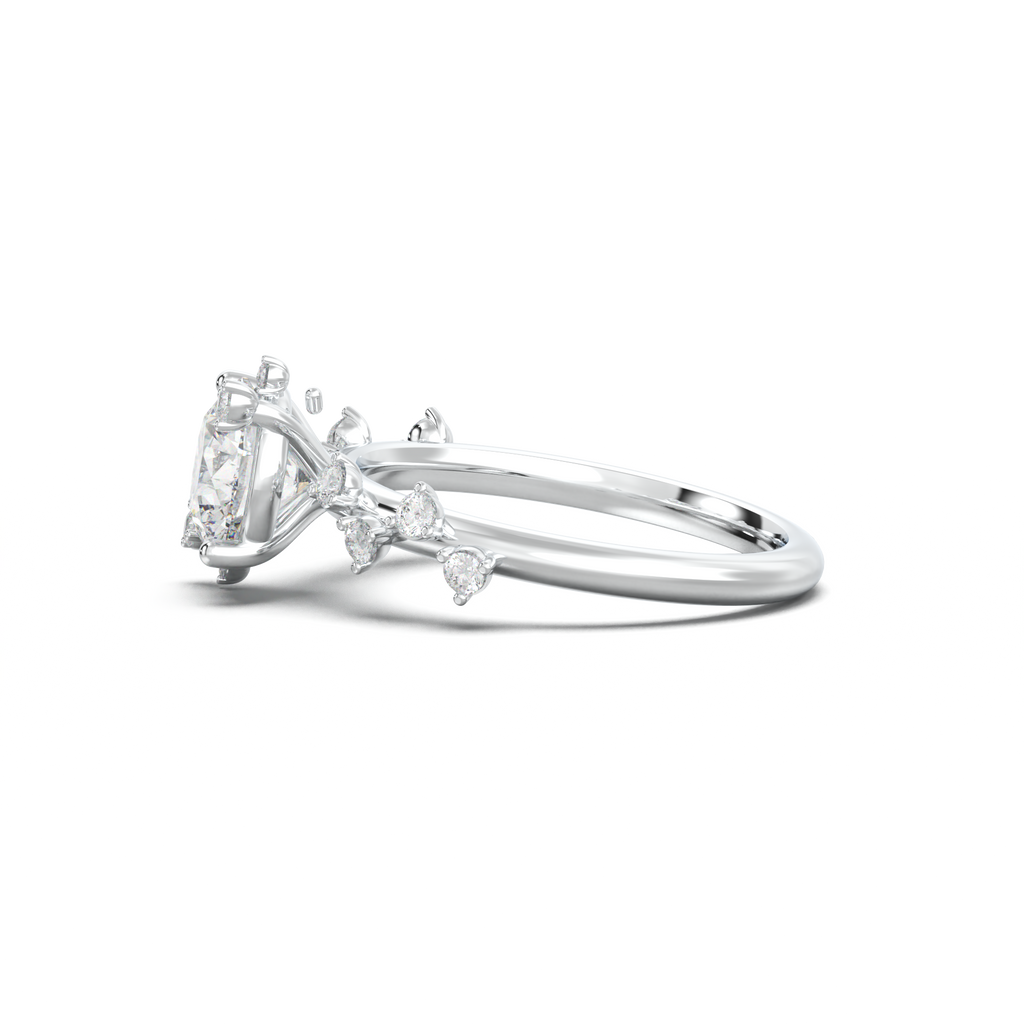 Round Botanical Accent Engagement Ring