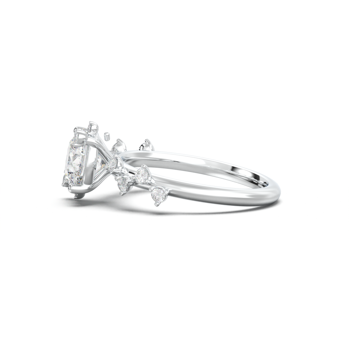 Round Botanical Accent Engagement Ring