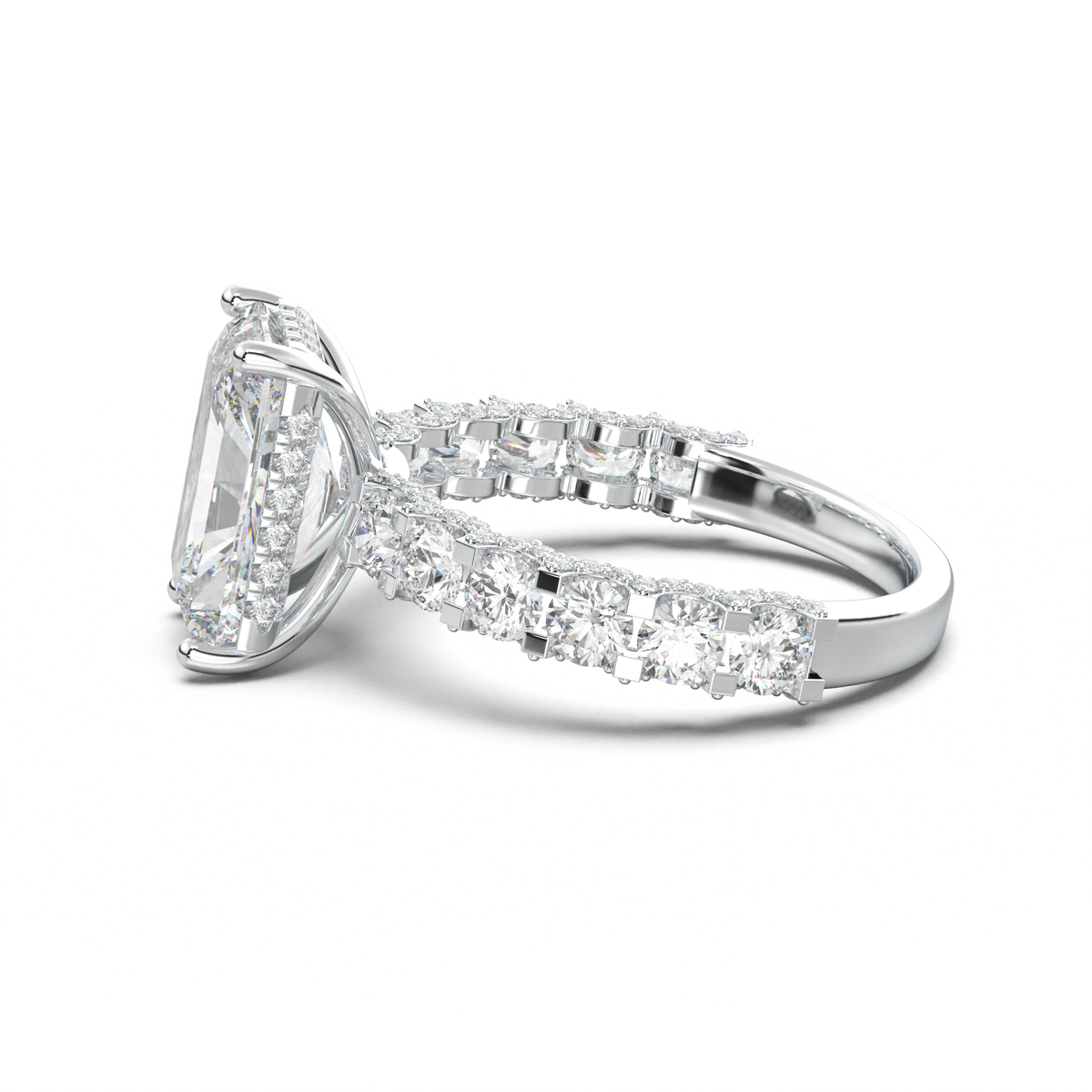 Radiant Diamond Band Engagement Ring