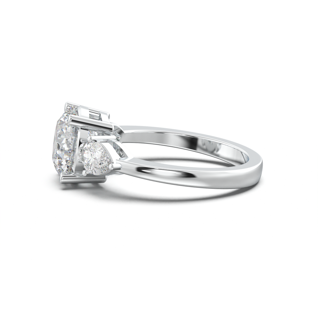Round Pear Three-Stone Engagement Ring