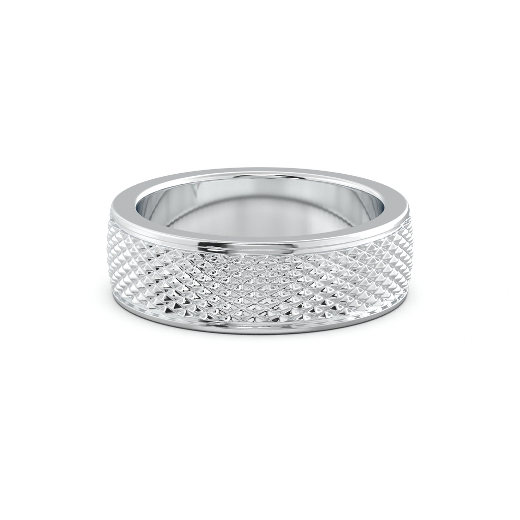 Diamond-Cut Textured Men's Wedding Band