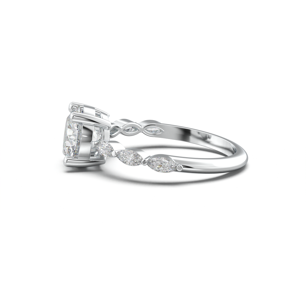 Round Marquise Side-Stone Engagement Ring