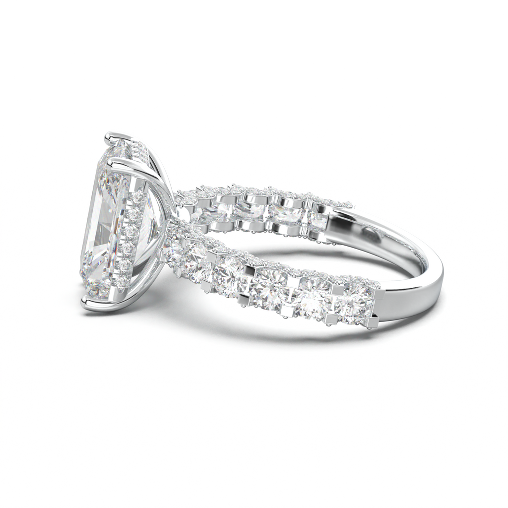 Radiant Diamond Band Engagement Ring