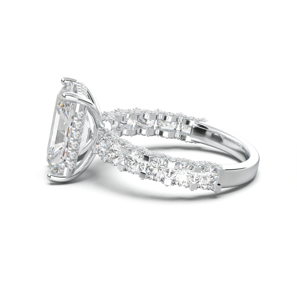 Radiant Diamond Band Engagement Ring
