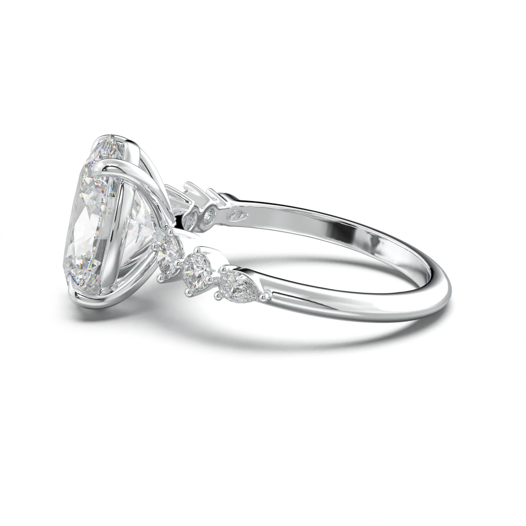 Oval Pear-Accent Engagement Ring