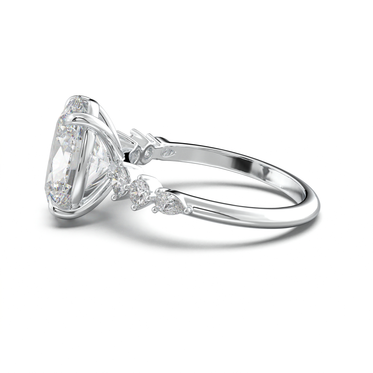 Oval Pear-Accent Engagement Ring