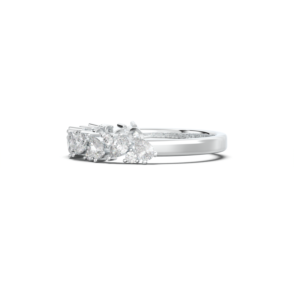 Alternating Pear & Round Half-Eternity Wedding Band