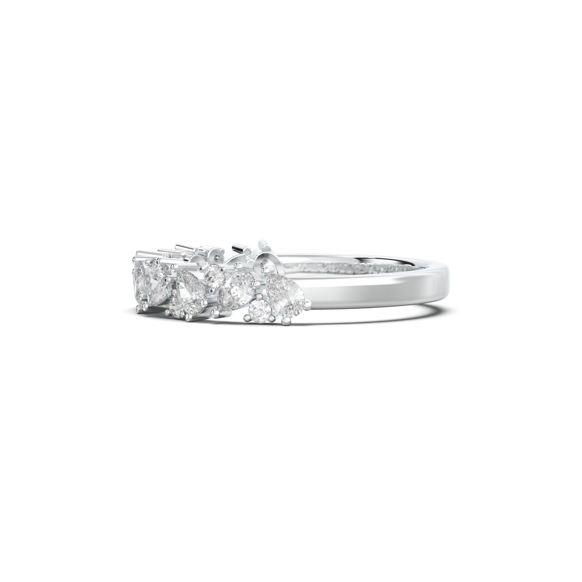 Alternating Pear & Round Half-Eternity Wedding Band