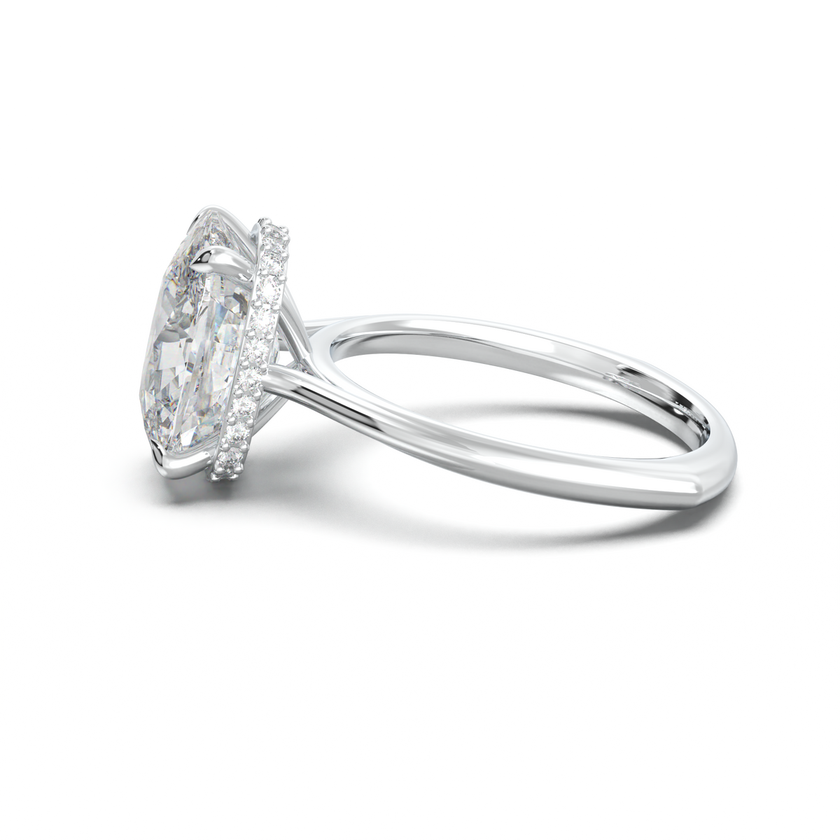 Cushion Hidden Halo Engagement Ring