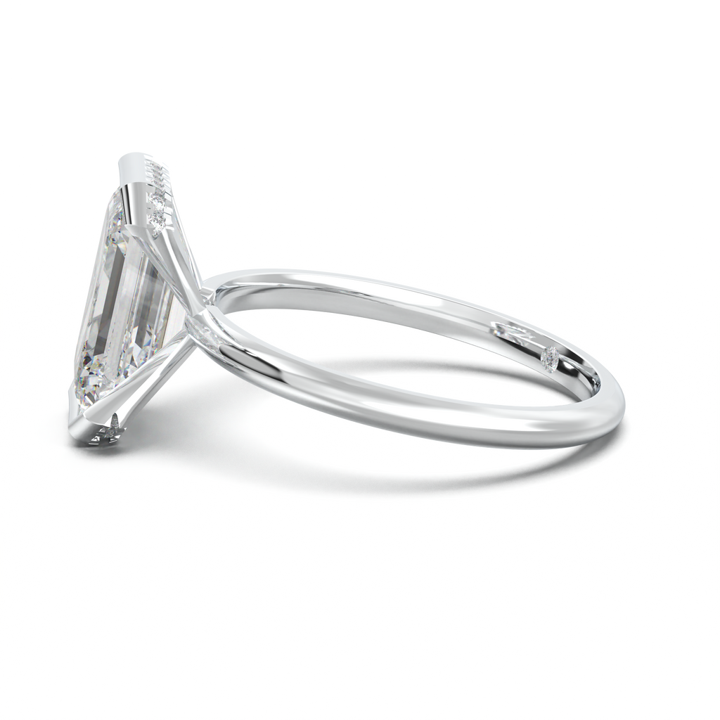 Emerald Hidden Halo Engagement Ring