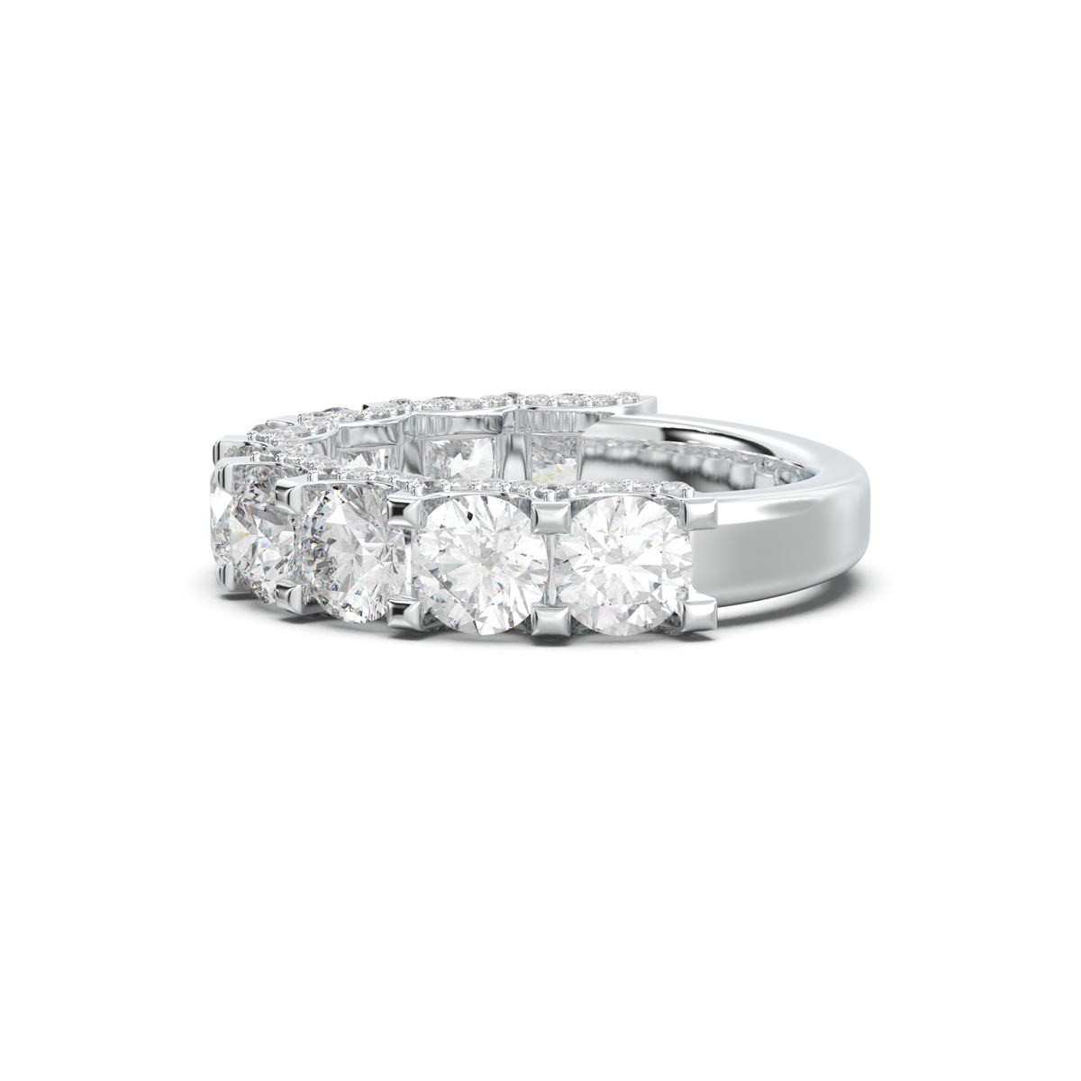 Round Diamond Pavé-Edge Wedding Band