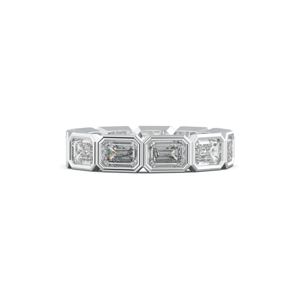 Emerald-Cut Bezel-Style Eternity Wedding Band