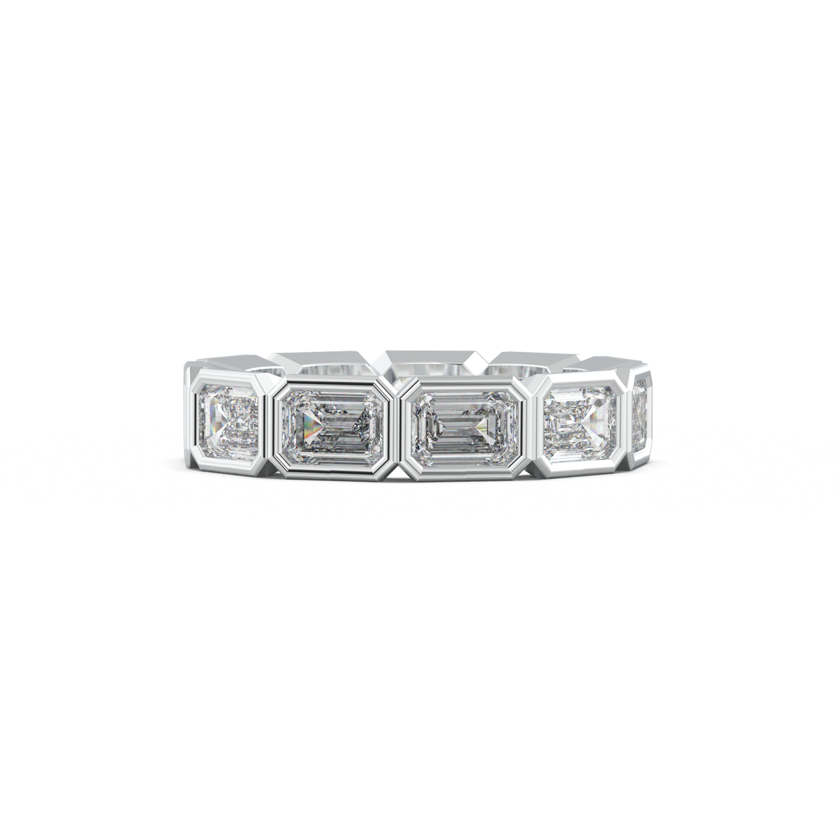 Emerald-Cut Bezel-Style Eternity Wedding Band