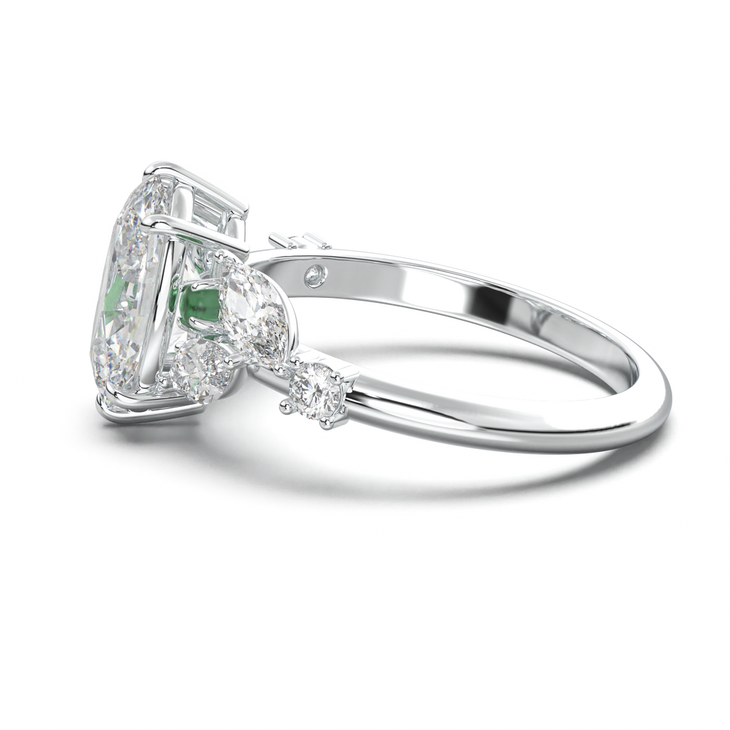Oval Marquise-Accent Engagement Ring