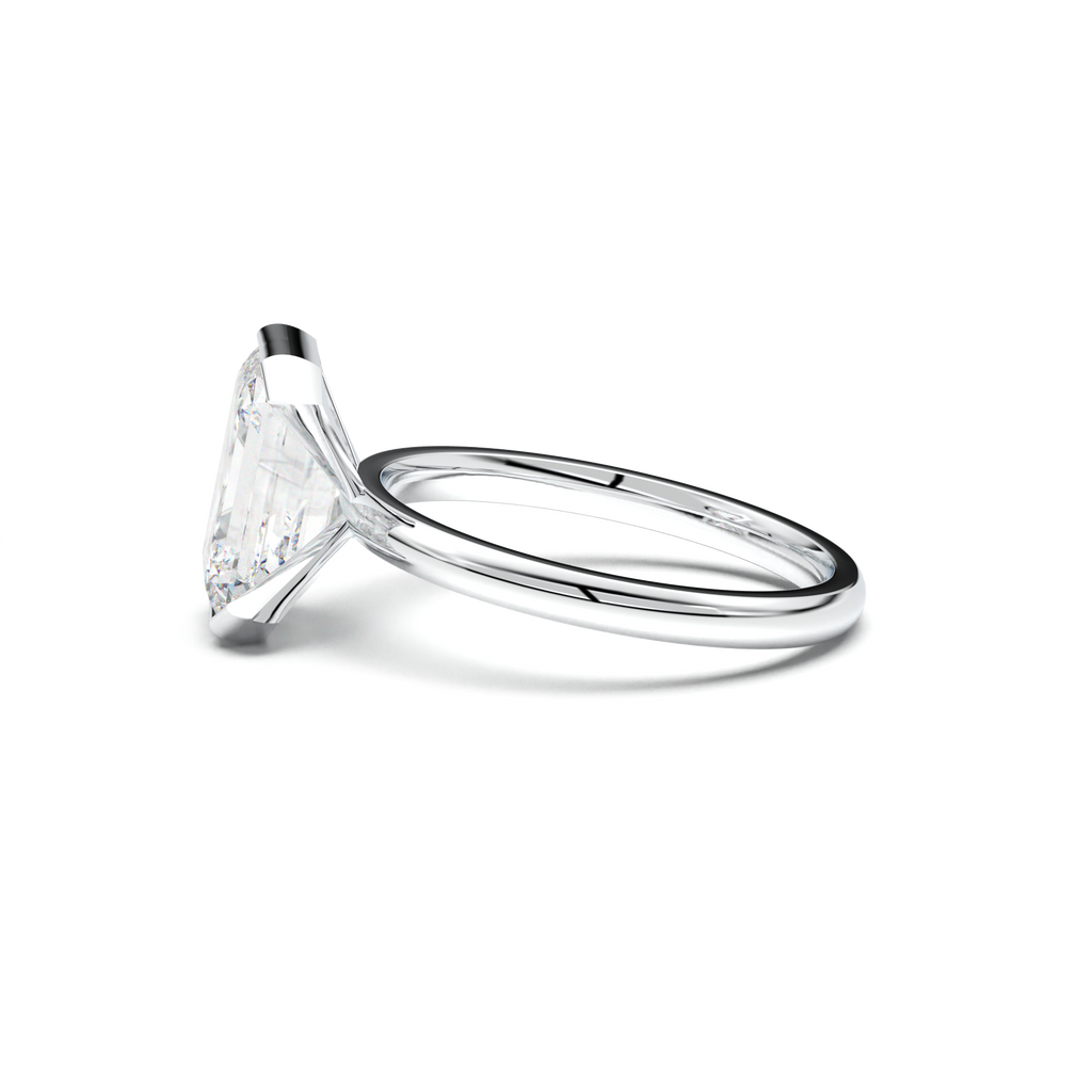 Emerald Cut Half-Bezel Engagement Ring